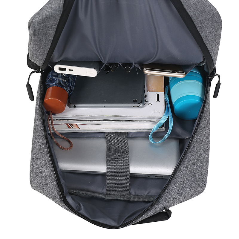 Interior compartments of laptop backpack showing organization