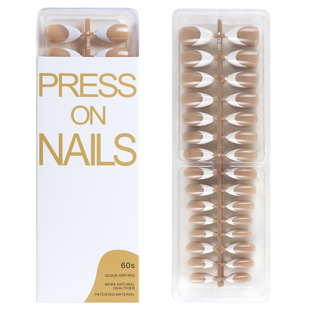 Reusable Press-On Nails | Glossy Almond False Nails | Salon Style Manicure Kit