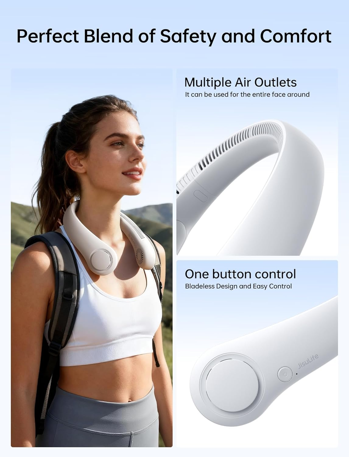 JISULIFE Bladeless Cooling Neck Fan™ | Hands-Free Summer Cooling
