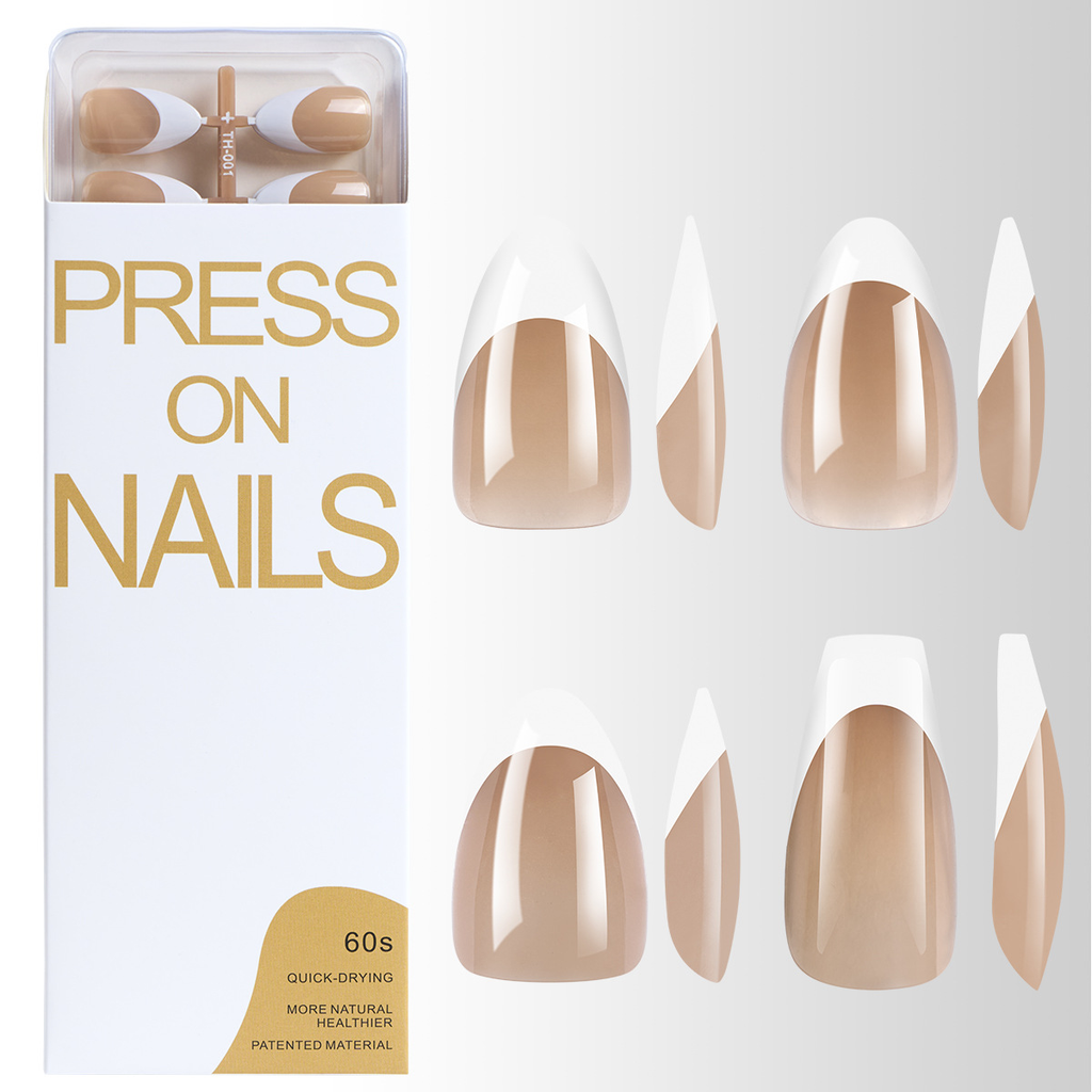 Reusable Press-On Nails | Glossy Almond False Nails | Salon Style Manicure Kit