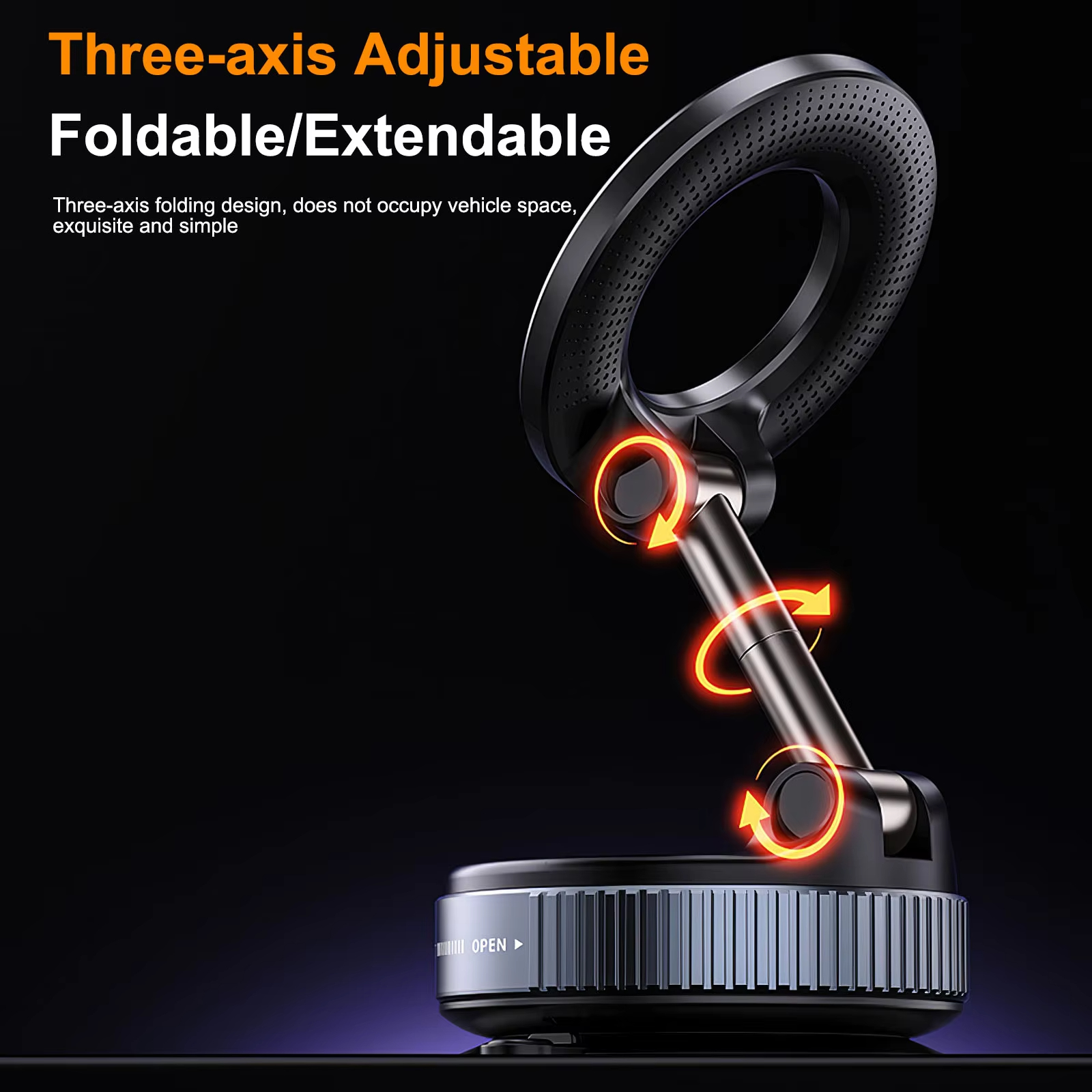 Three-axis adjustable foldable and extendable phone mount design