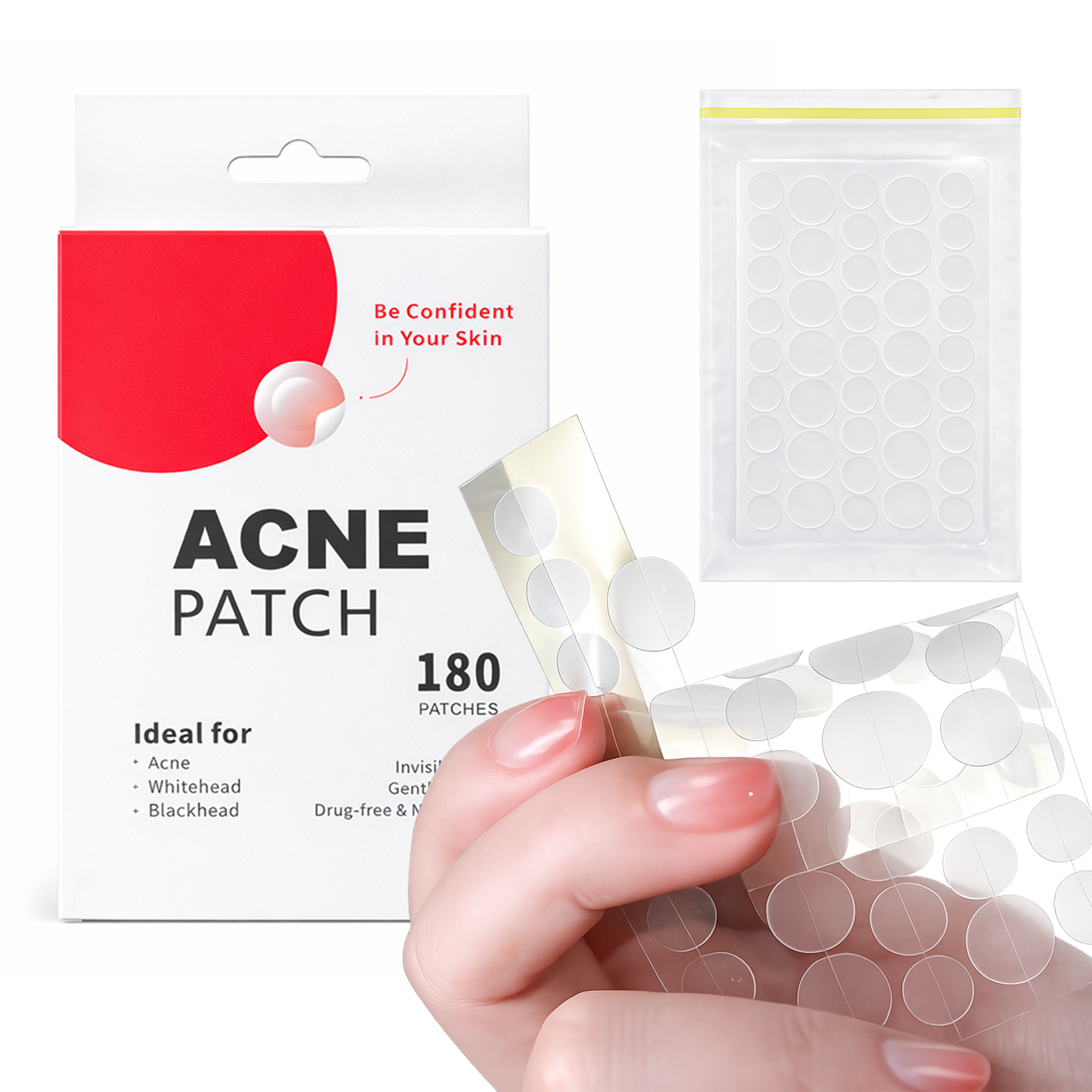 Hydrocolloid Acne Pimple Patches | 180 Count Invisible Blemish Stickers