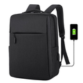 Black USB charging laptop backpack with phone charging via USB port