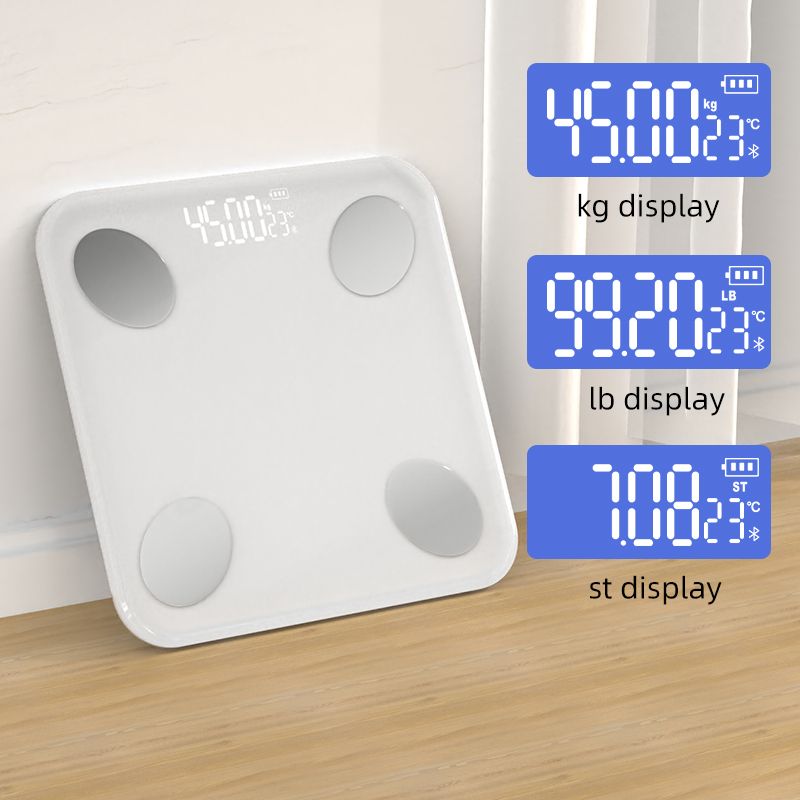 Smart Bluetooth Body Weight Scale with kg, lb, and st display modes