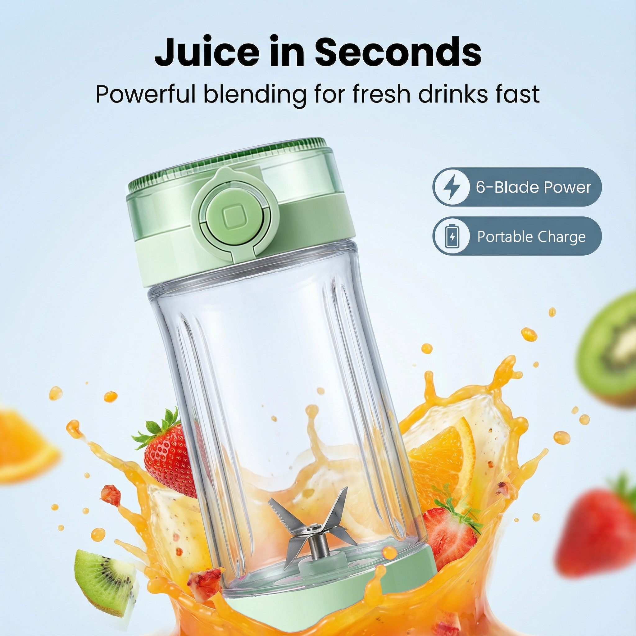 Portable Personal Blender | USB Rechargeable Smoothie & Protein Shake Blender | 500ml Travel Mixer Bottle