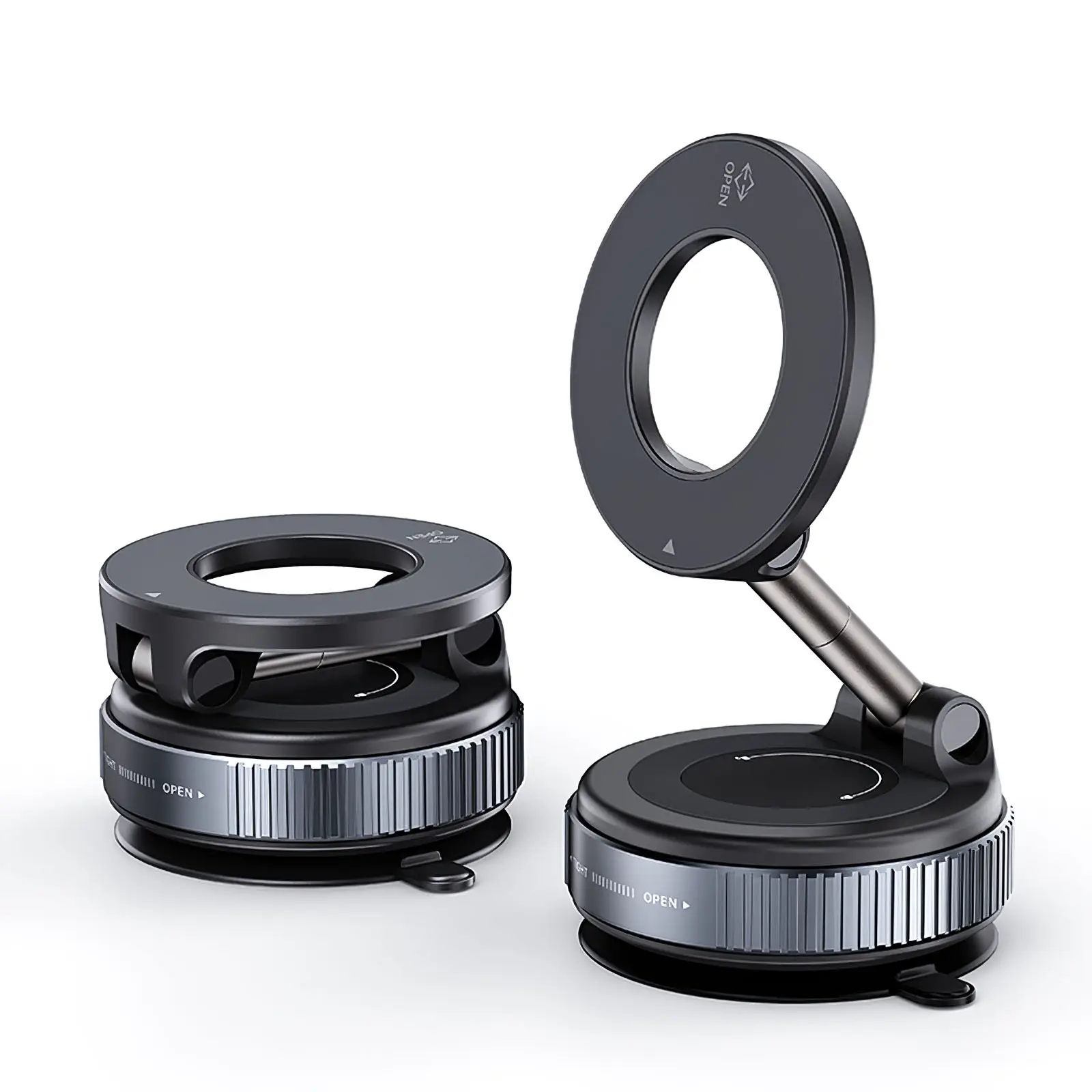 Magnetic Phone Mount folded and extended showing compact design