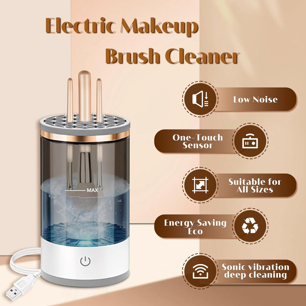 Electric Makeup Brush Cleaner & Dryer | Automatic Cosmetic Brush Cleaning Machine | USB Rechargeable Beauty Tool
