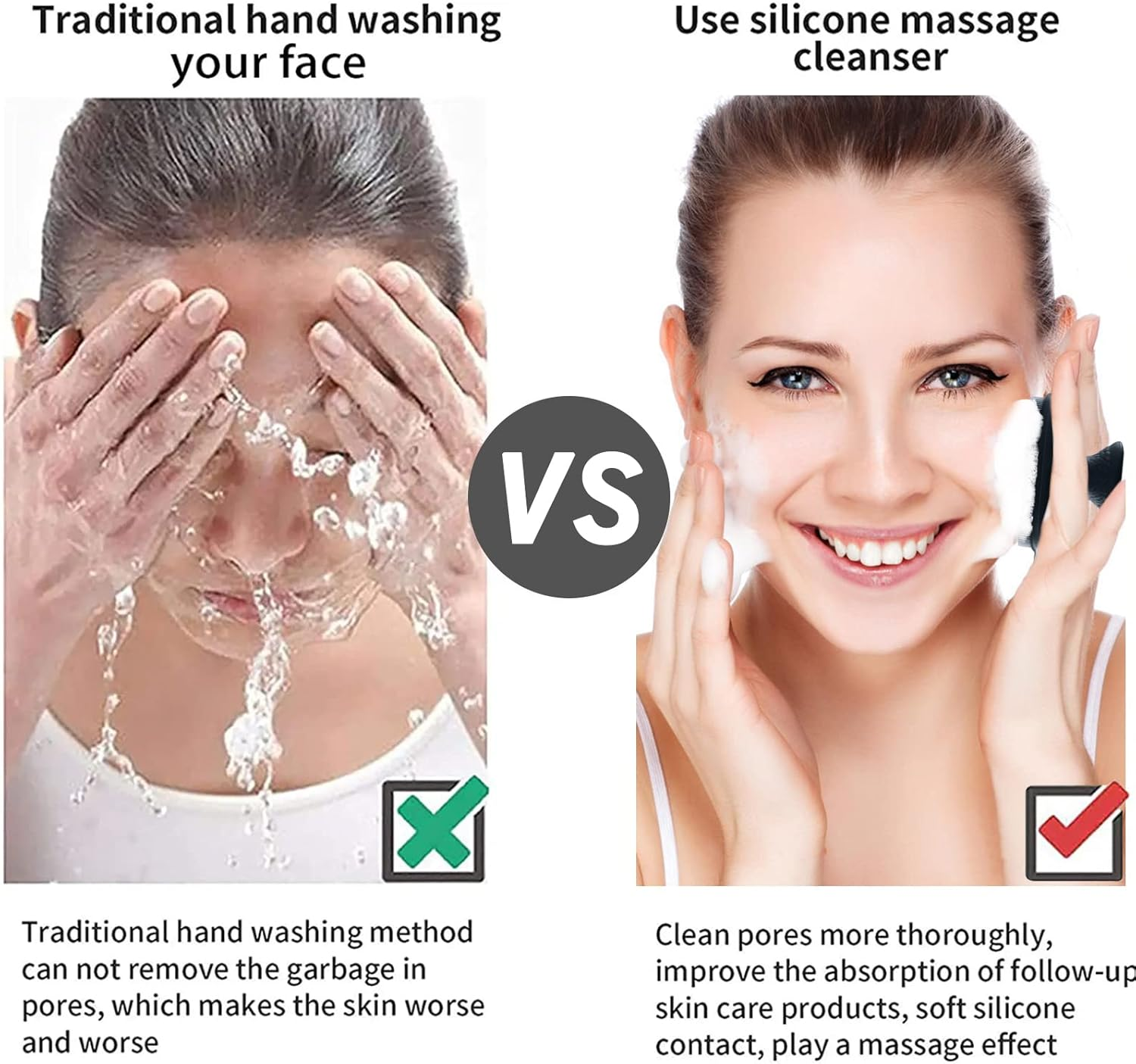 Silicone Facial Cleansing Brush | Rechargeable Deep Clean Face Scrubber | Gentle Exfoliating Skincare Tool