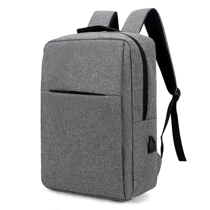 Gray laptop backpack front view